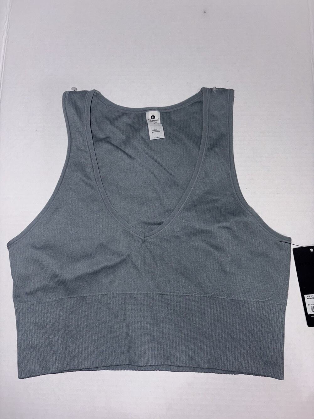 90 Degree By Reflex Blue V-Neck Crop Sports Bra Size Large